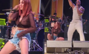 Anitta mostra os peitos no show do Léo Santana