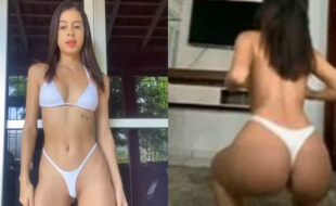 Daniela Lopes famosa do Instagram dançando pelada exibindo a bunda